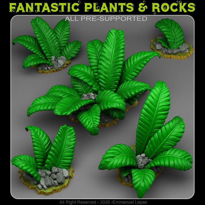 Jungle Aztec Plants — creator render; supplied unpainted