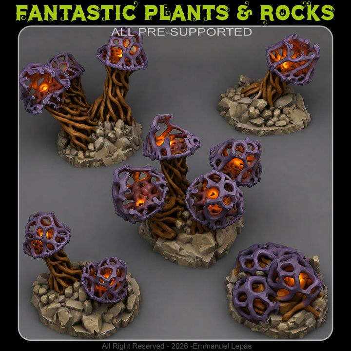 Sorcery Mushrooms — creator render; supplied unpainted