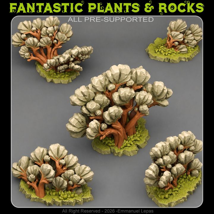 Rock Trees — creator render; supplied unpainted