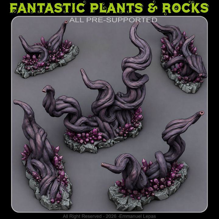 Underdark Crystal Roots — creator render; supplied unpainted