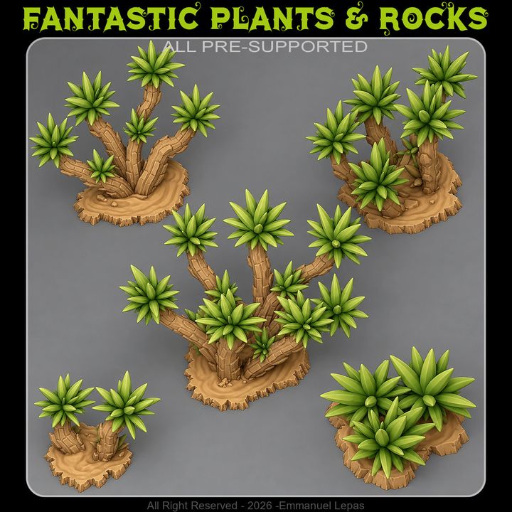 Spiky Yuccas — creator render; supplied unpainted
