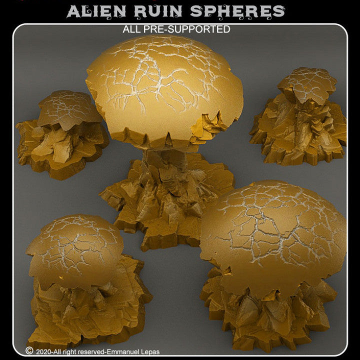 Alien Ruin Spheres — creator render; models supplied unpainted