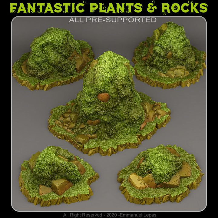 Curious Grassy Rocks — creator render; models supplied unpainted