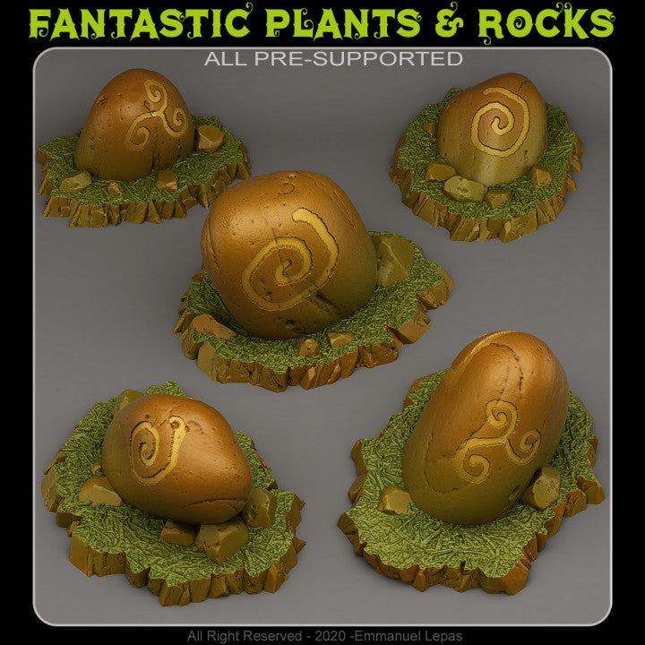 Druidic Giant Pebbles — creator render; models supplied unpainted