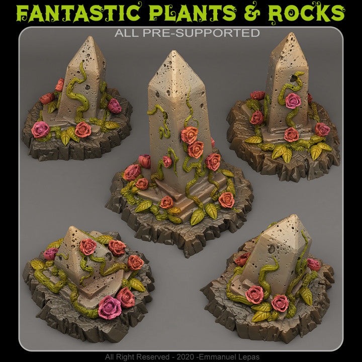Enchanted Obelisks — creator render; models supplied unpainted