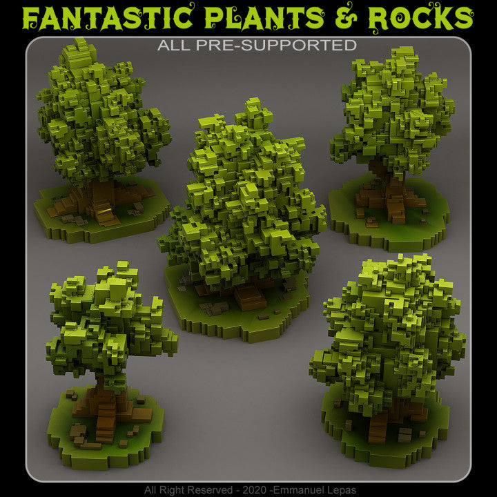 Pixel Trees — creator render; models supplied unpainted