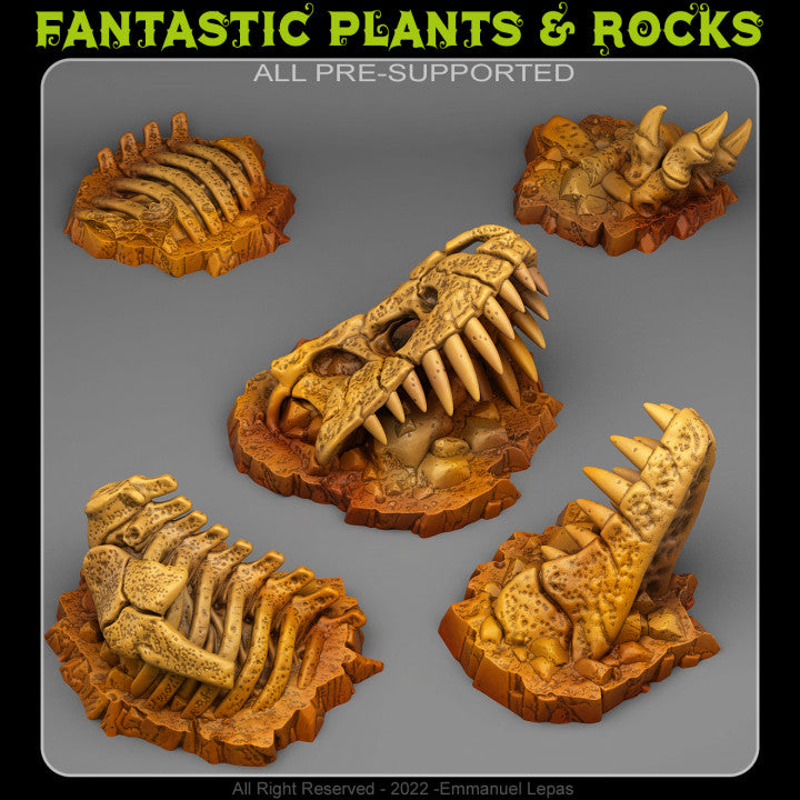 Fossilized T-Rex — creator render; models supplied unpainted
