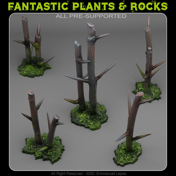 Pointy Dangerous Trees — creator render; models supplied unpainted