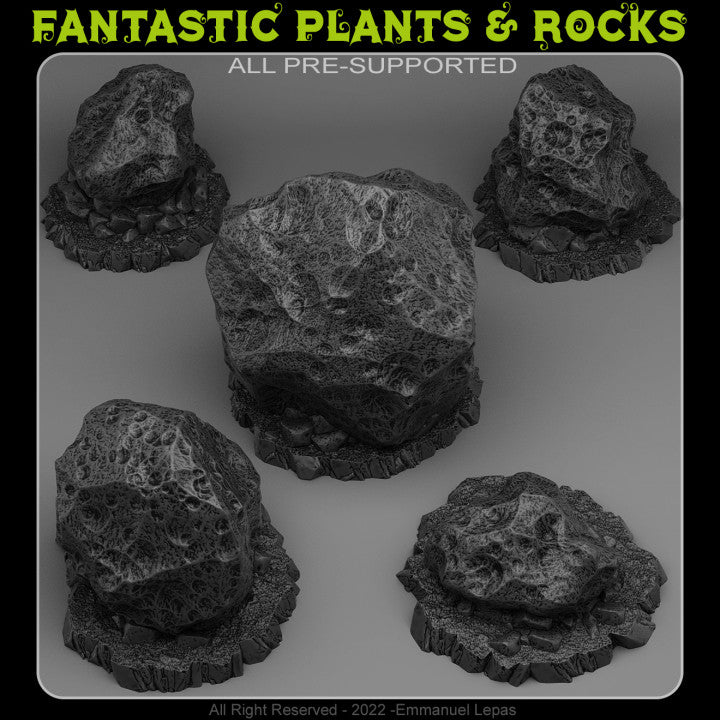 Crashed Asteroids — creator render; models supplied unpainted