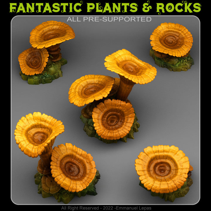 Giant Orange Mushrooms — creator render; models supplied unpainted