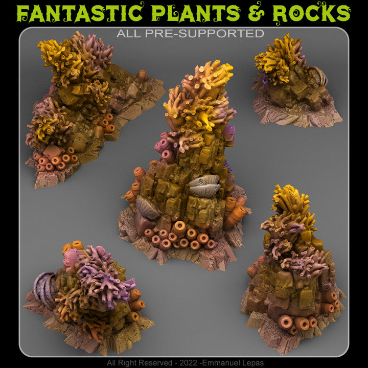 Mystical Coral Rocks — creator render; models supplied unpainted