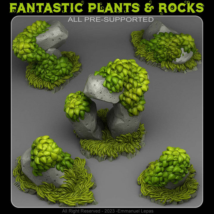 Grassy Rocks — creator render; models supplied unpainted