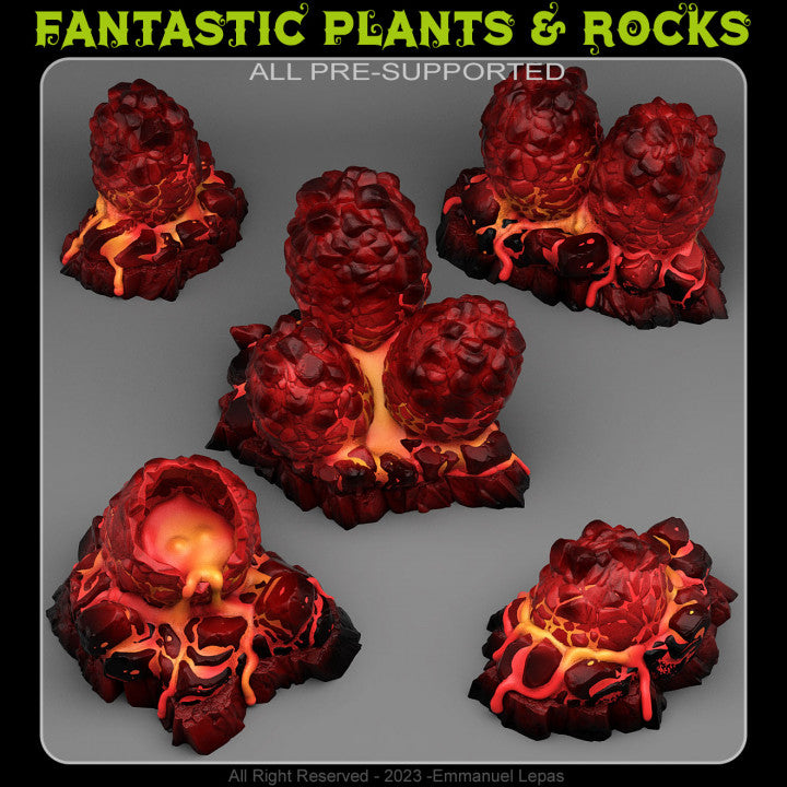 Magma Dragon Eggs — creator render; models supplied unpainted