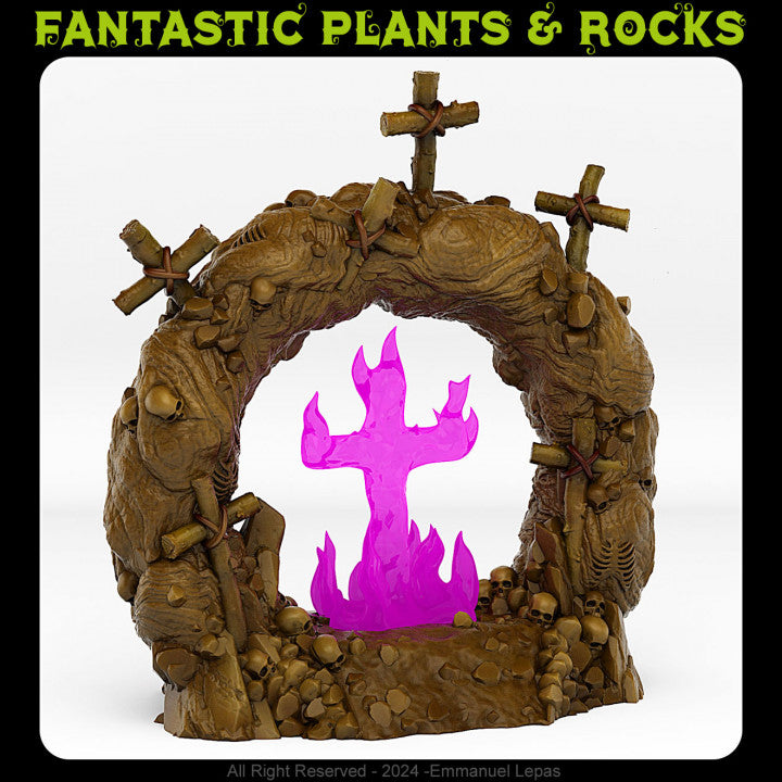 Cemetery Portal With Its Cross Effect — creator render; models supplied unpainted