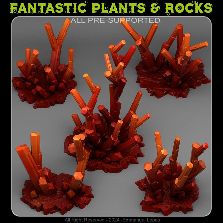 Fire Crystals — creator render; models supplied unpainted