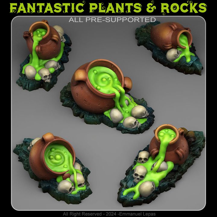 Haunted Witches Cauldrons — creator render; models supplied unpainted