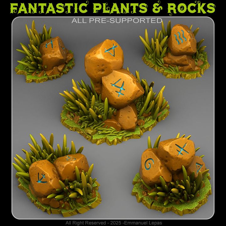 Runic Stones — creator render; models supplied unpainted