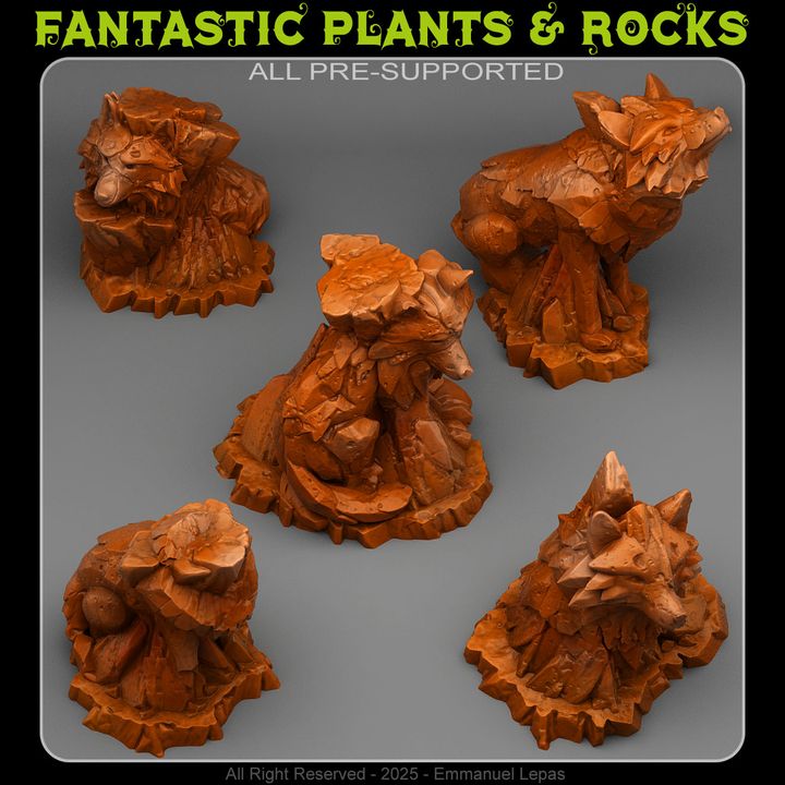 Mythic Rockwolves — creator render; models supplied unpainted
