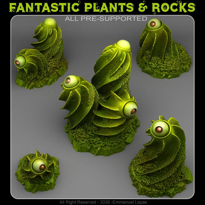 Toxic Sewer Eye Plants — creator render; models supplied unpainted