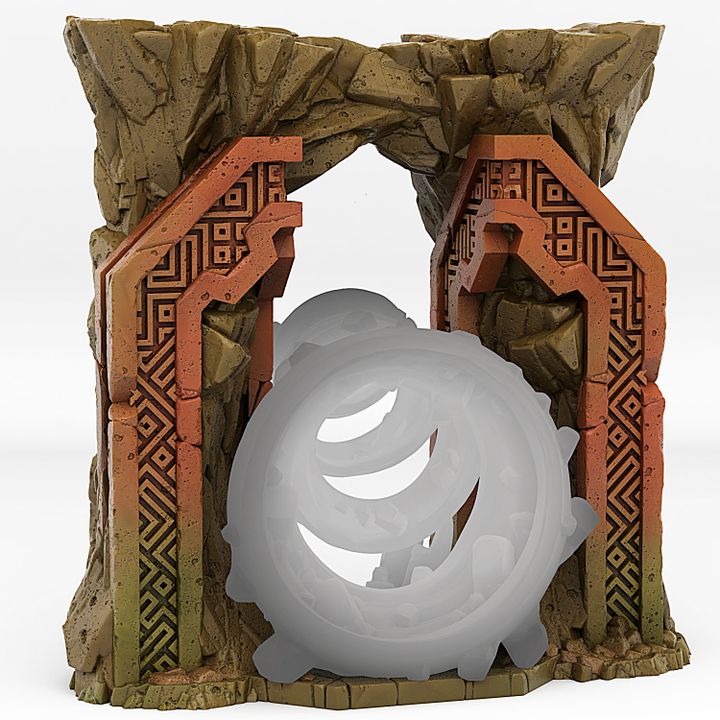Dwarf Portal With Its Rock Vortex Effect — creator render; models supplied unpainted
