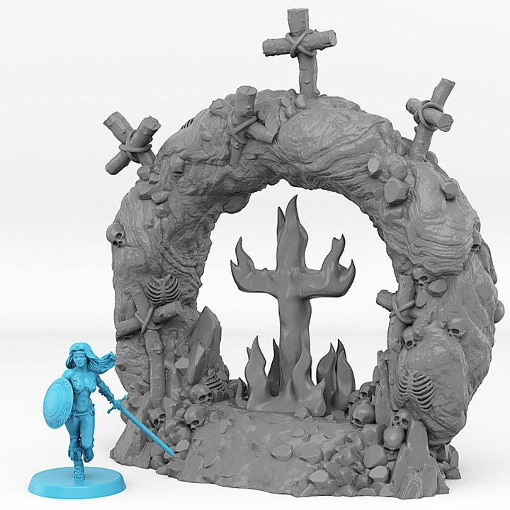 Cemetery Portal With Its Cross Effect — creator scale reference; reference figure not included