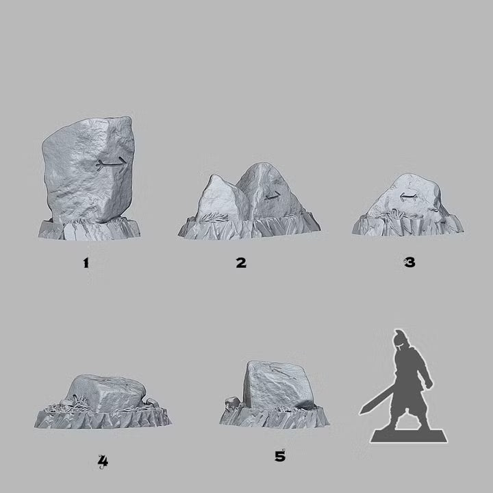 Oriented Traveler Stones — creator scale reference; reference figure not included